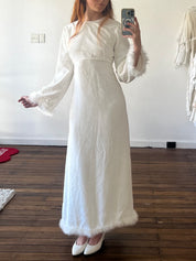 60s Feather Trim Velvet Dress and Hood