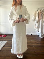 60s Feather Trim Velvet Dress and Hood