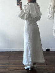60s Feather Trim Velvet Dress and Hood
