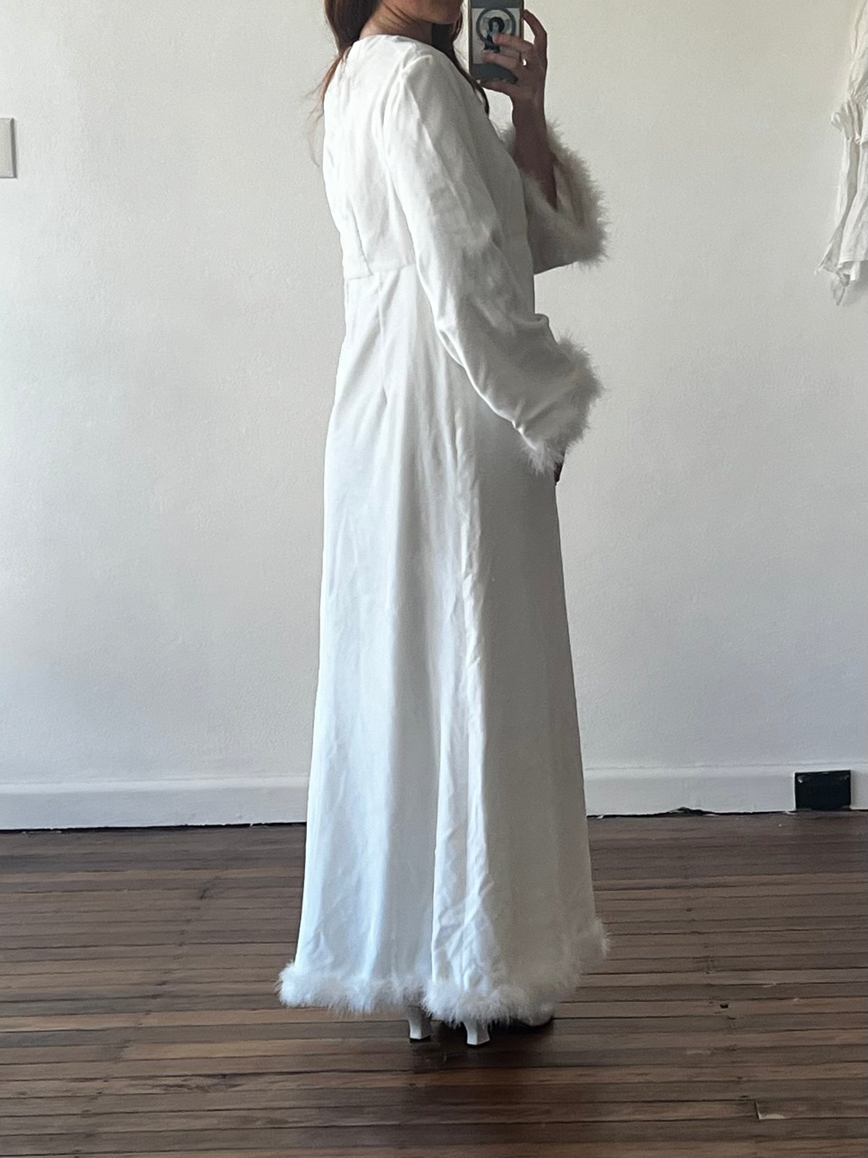 60s Feather Trim Velvet Dress and Hood