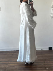 60s Feather Trim Velvet Dress and Hood