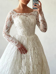 50s Chantilly Lace Rosette Detail Dress