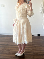 80s Mariana Hardwick Sailor Collar Reworked Antique Lace Dress