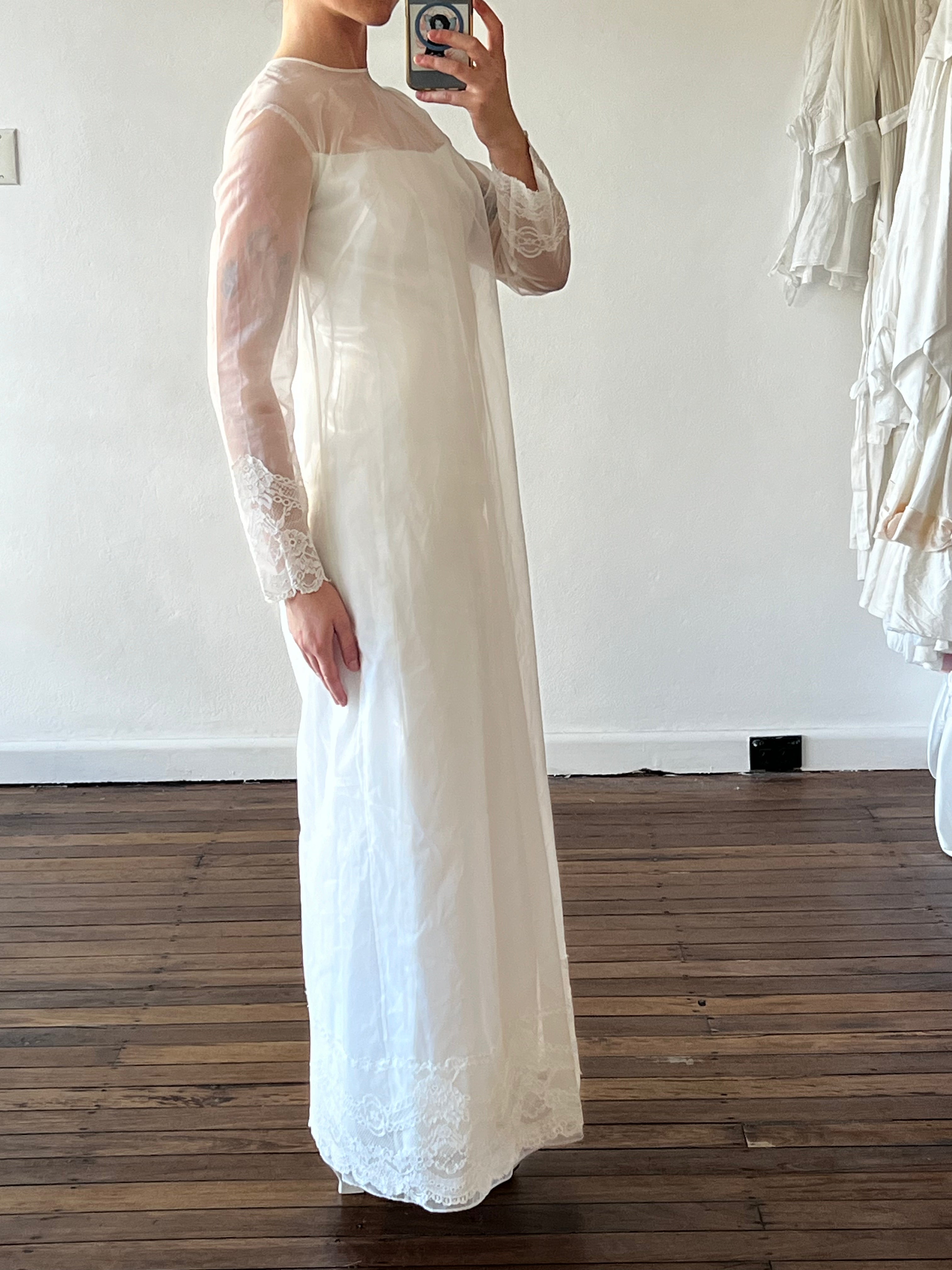 60s Franke Stuart Lace Trim Shift Dress