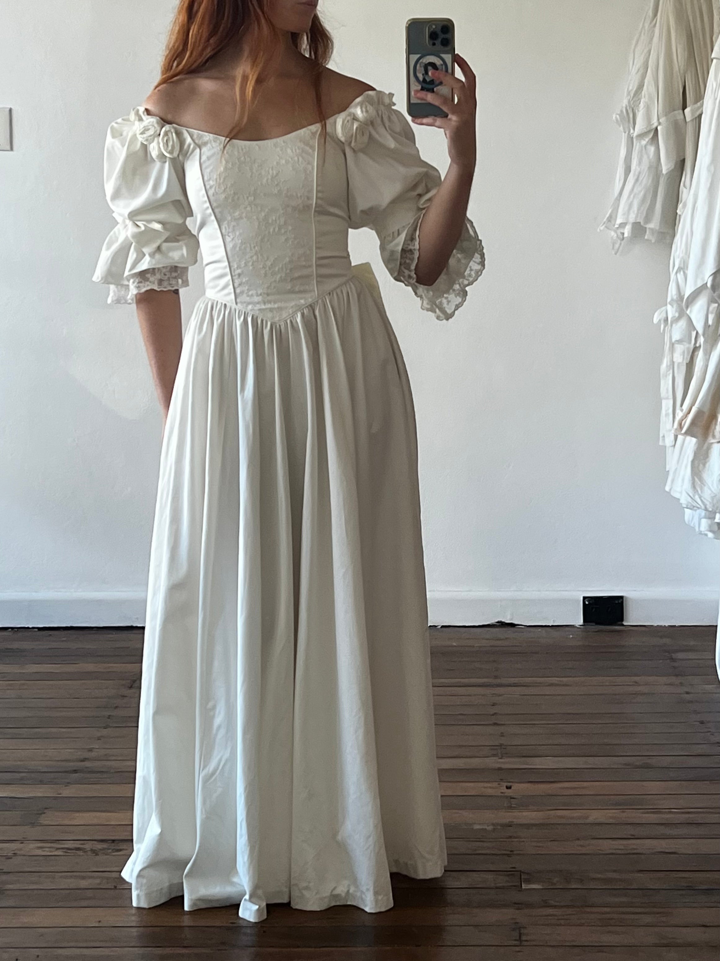 1992 Laura Ashley Lace and Bow Detail Dress