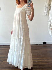 70s Laura Ashley Cotton Lace Trim Dress