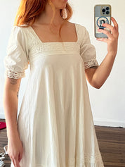 70s Laura Ashley Cotton Lace Trim Dress