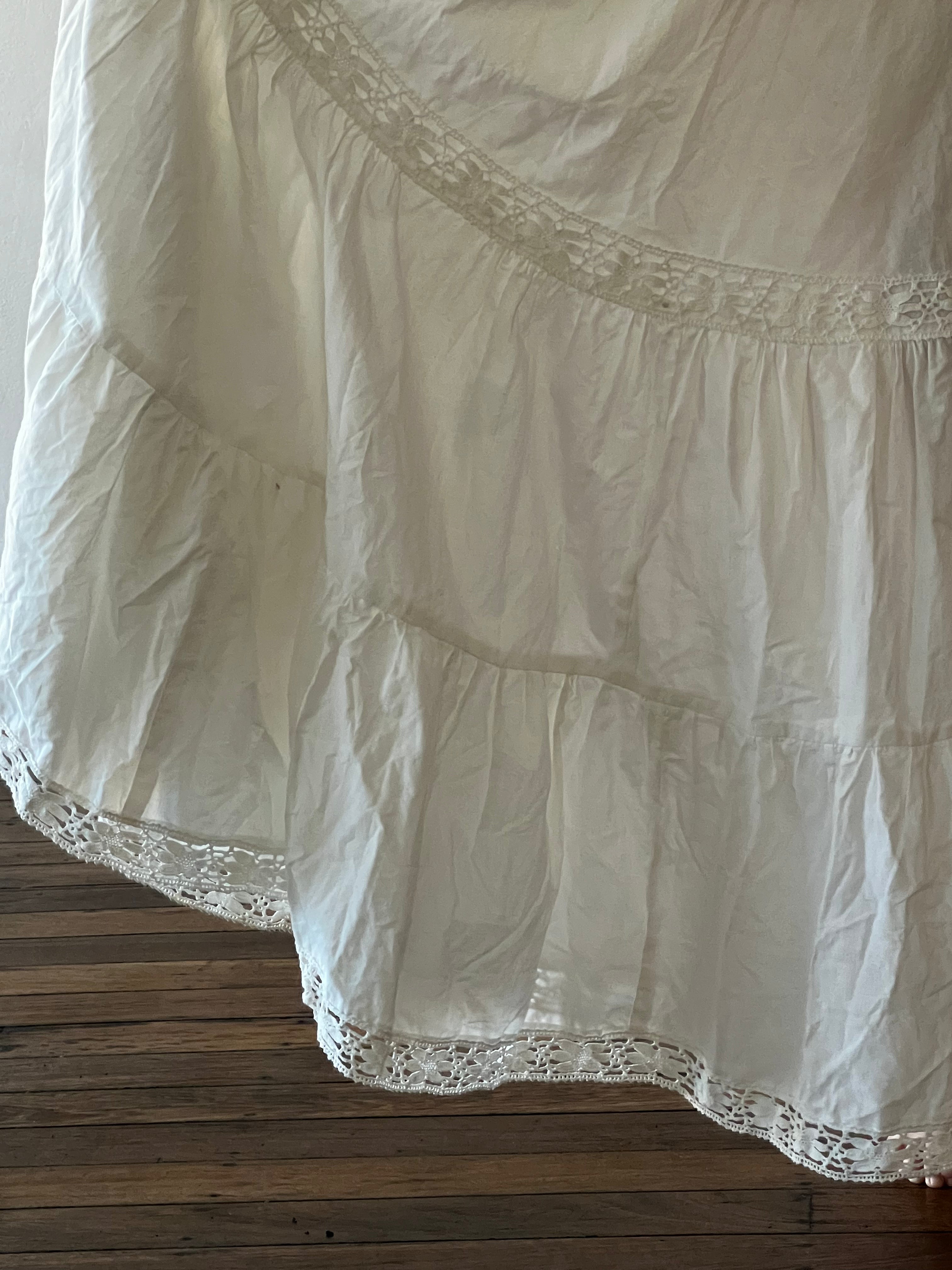 70s Laura Ashley Cotton Lace Trim Dress