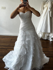 2000s Strapless Drop Waist Tiered Organza Dress