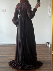1948 Maroon Lace and Ruffle Detail Dress