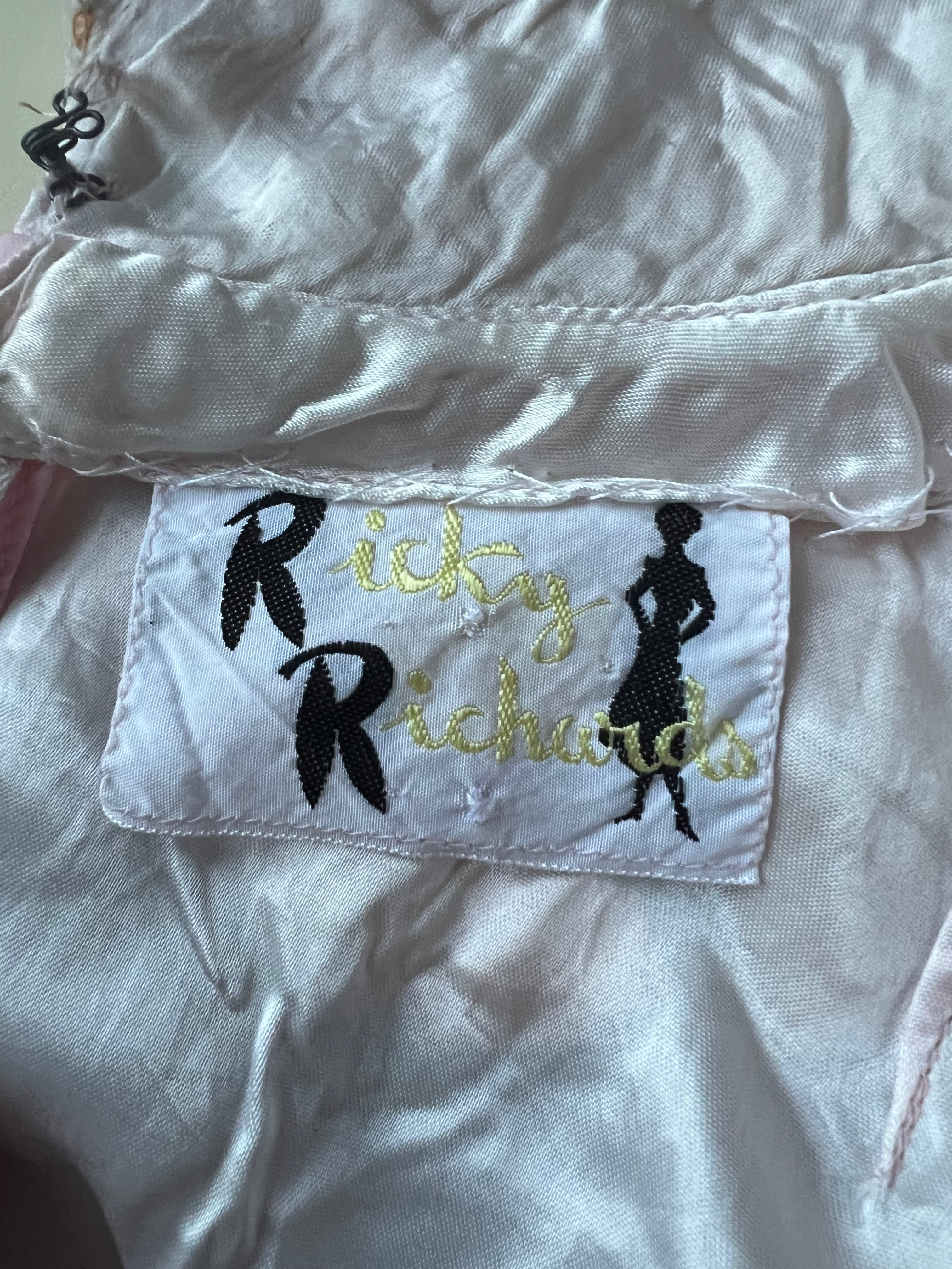 60s Pale Pink Ricky Richards Chiffon Shift Dress