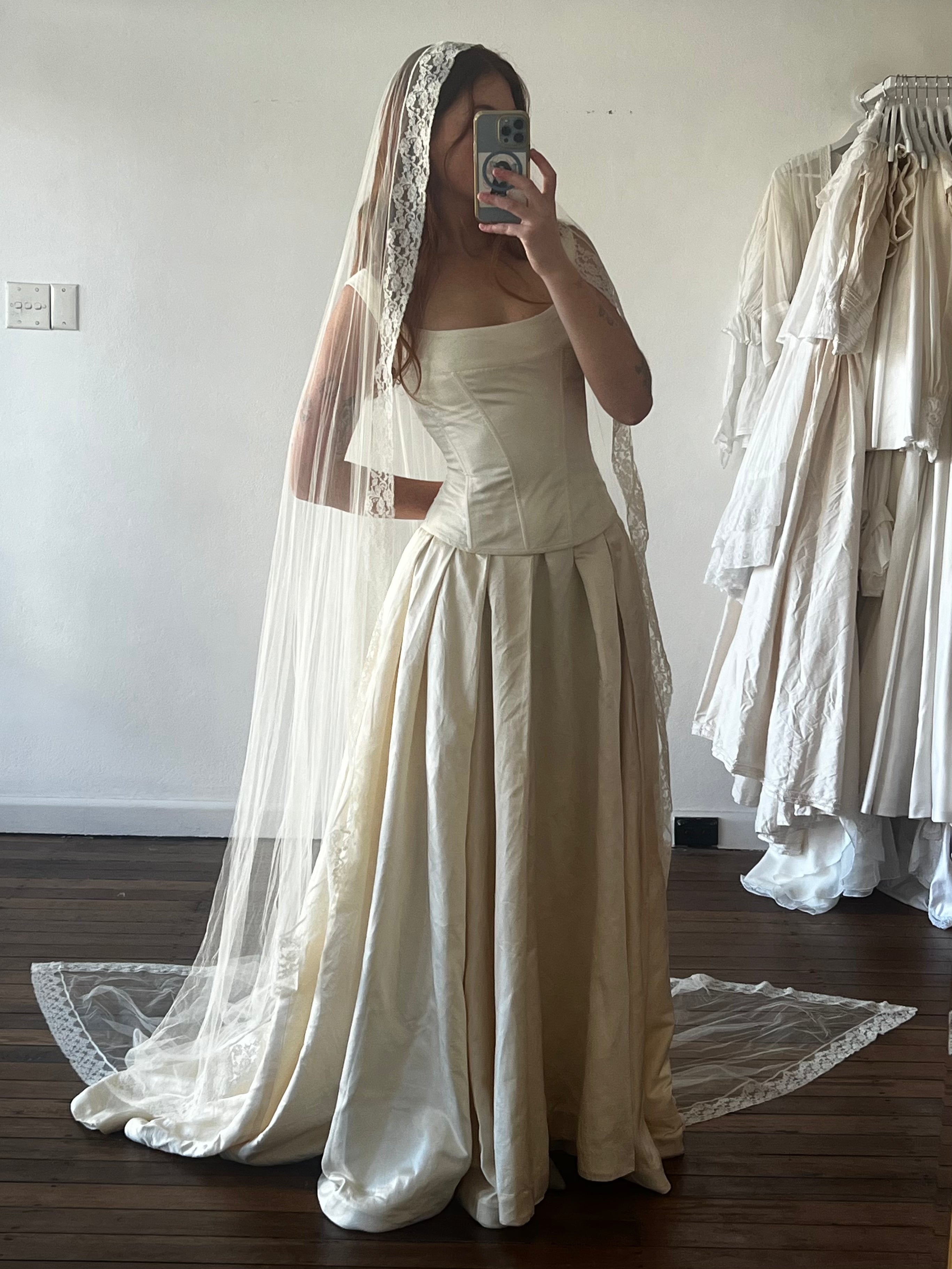80s Julie Van Mil Silk Satin Skirt