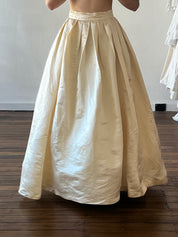 90s Duchess Silk Satin Inverted Pleat Skirt