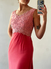 60s Coral Pink Chiffon Dress