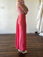 60s Coral Pink Chiffon Dress
