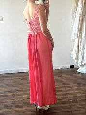 60s Coral Pink Chiffon Dress