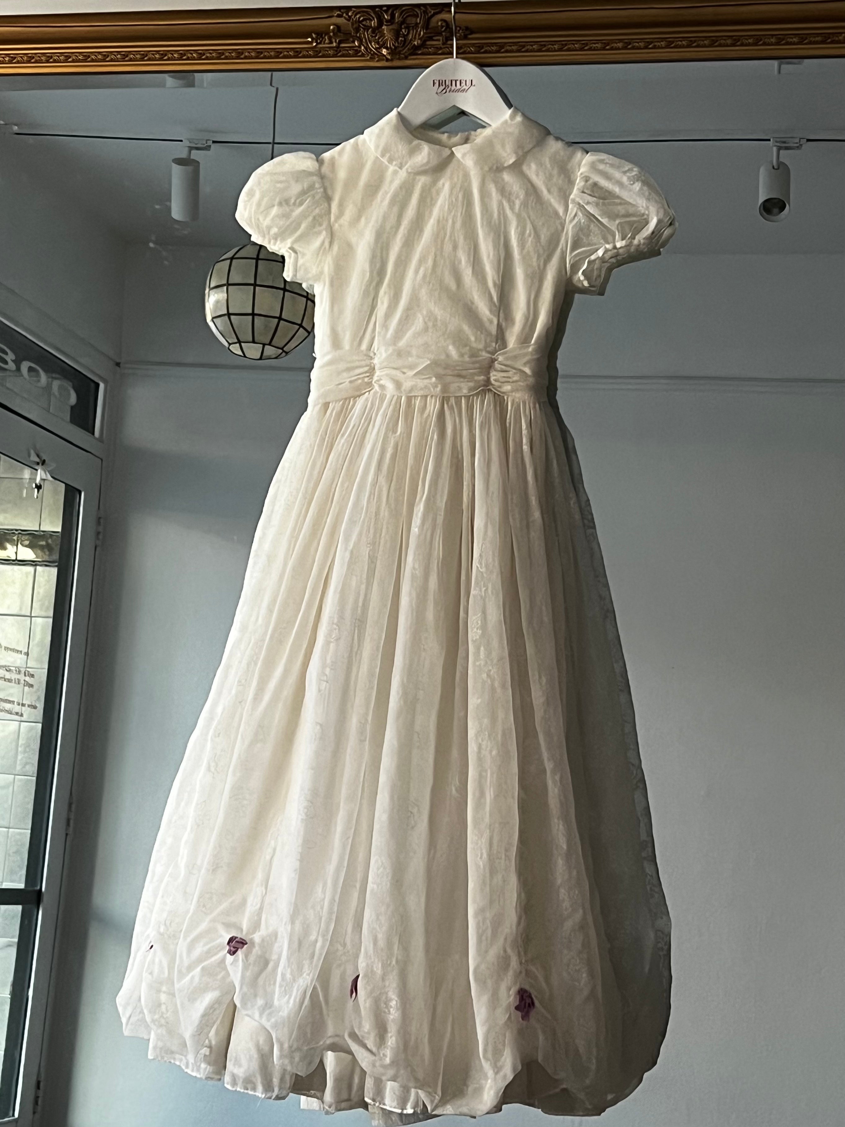 50s Flocked Peter Pan Collar Flower Girl Dress
