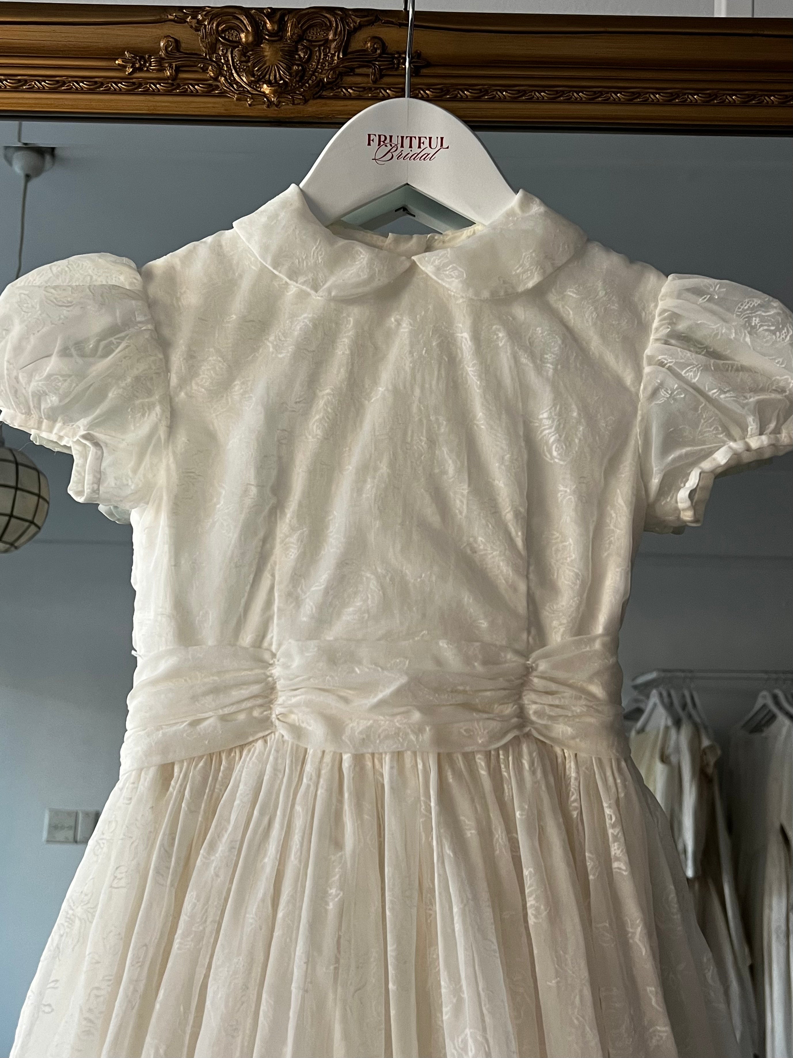 50s Flocked Peter Pan Collar Flower Girl Dress