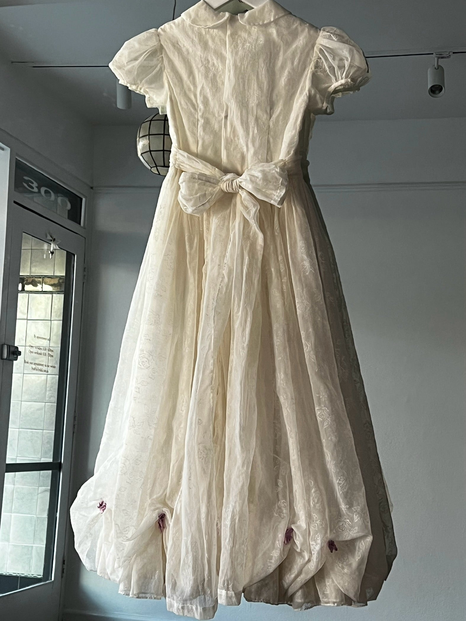 50s Flocked Peter Pan Collar Flower Girl Dress