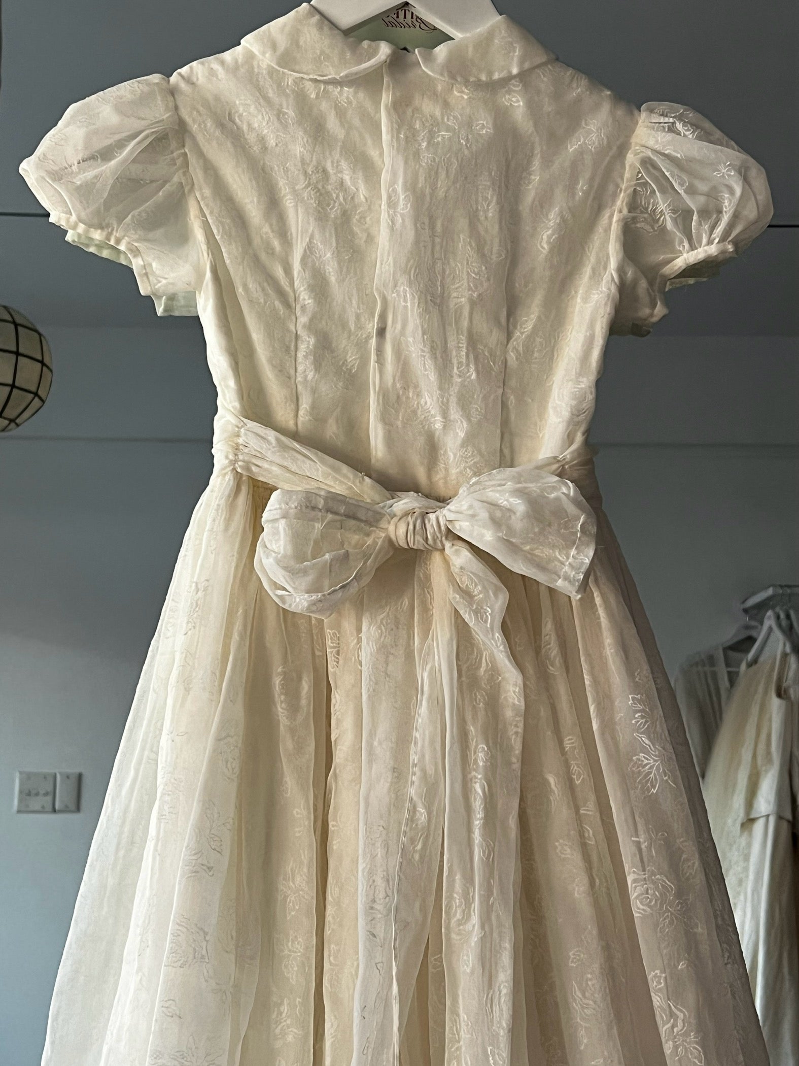 50s Flocked Peter Pan Collar Flower Girl Dress