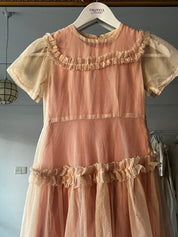 50s Silk Organza Pink Flower Girl Dress