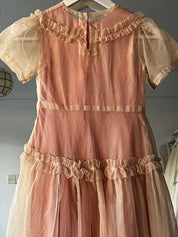 50s Silk Organza Pink Flower Girl Dress