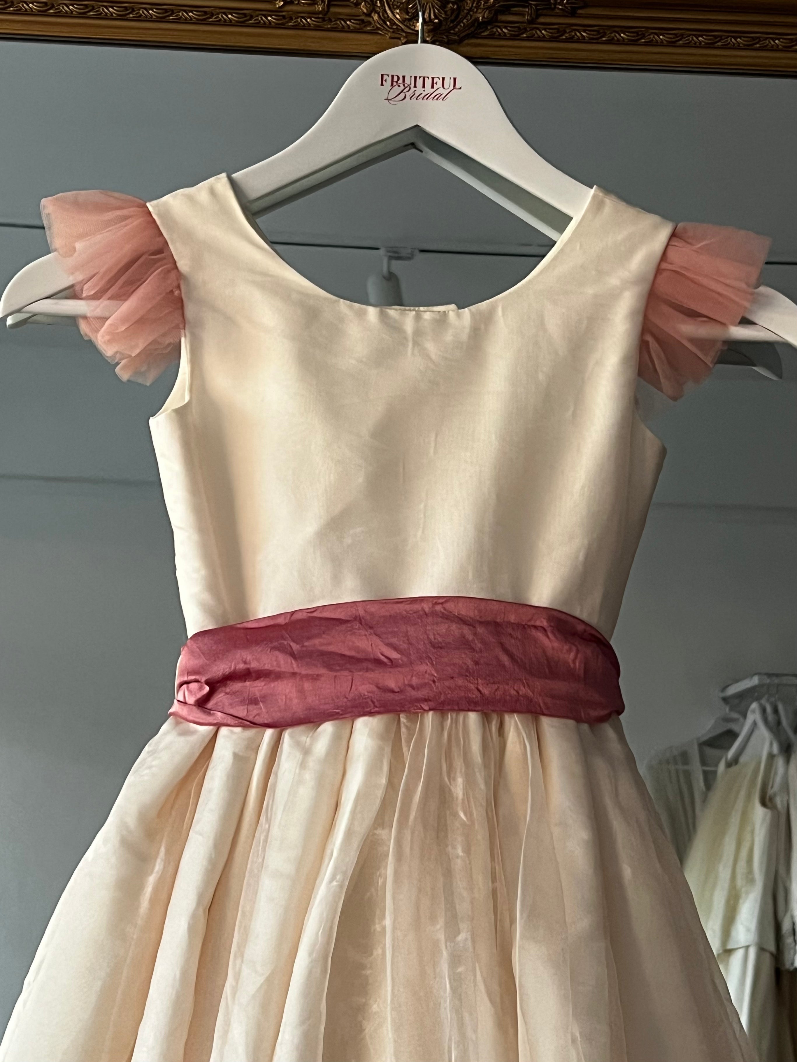 90s Organza Rouge Belt Flower Girl Dress