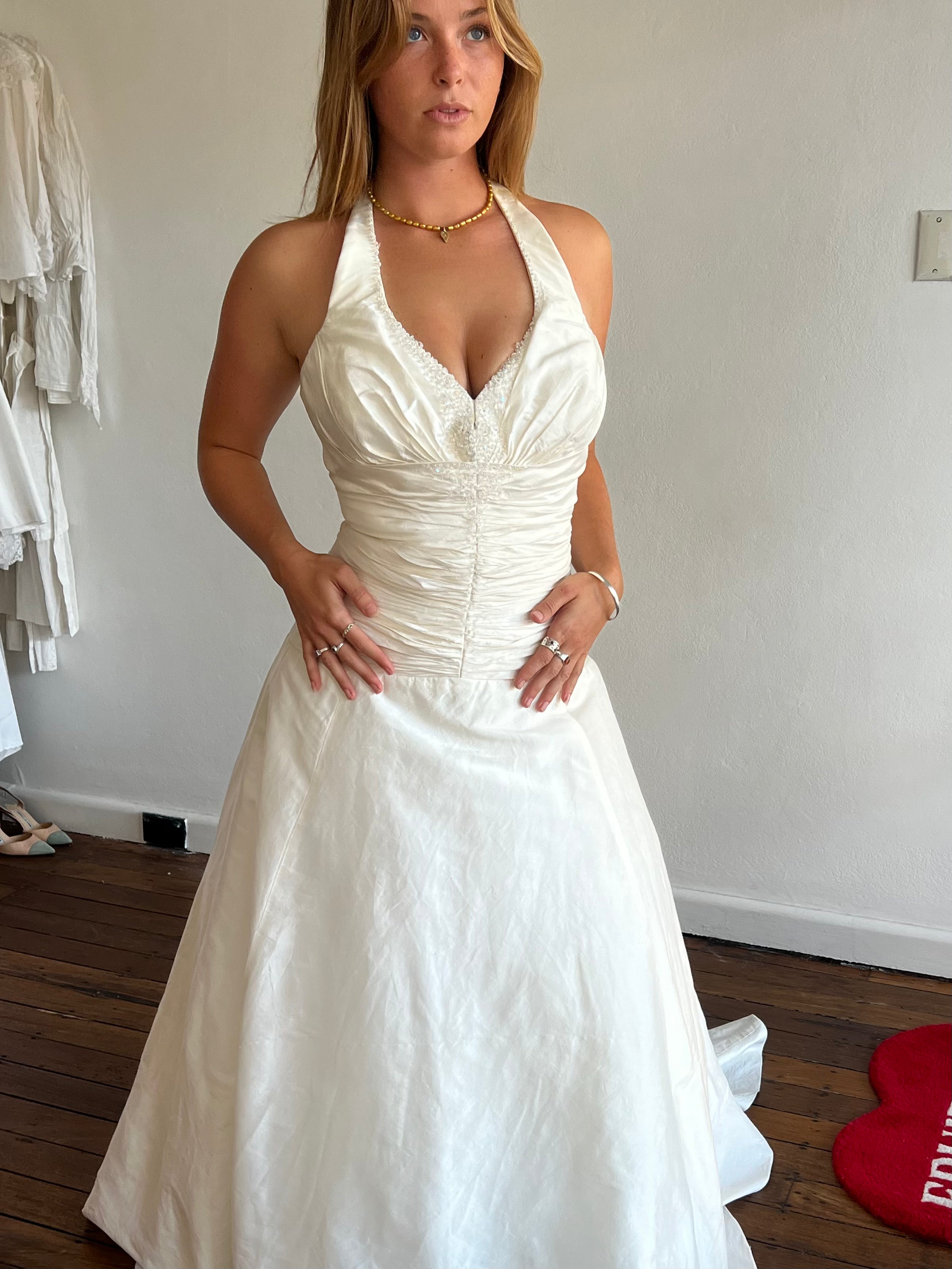 2000s Pure Silk Halter Ballgown