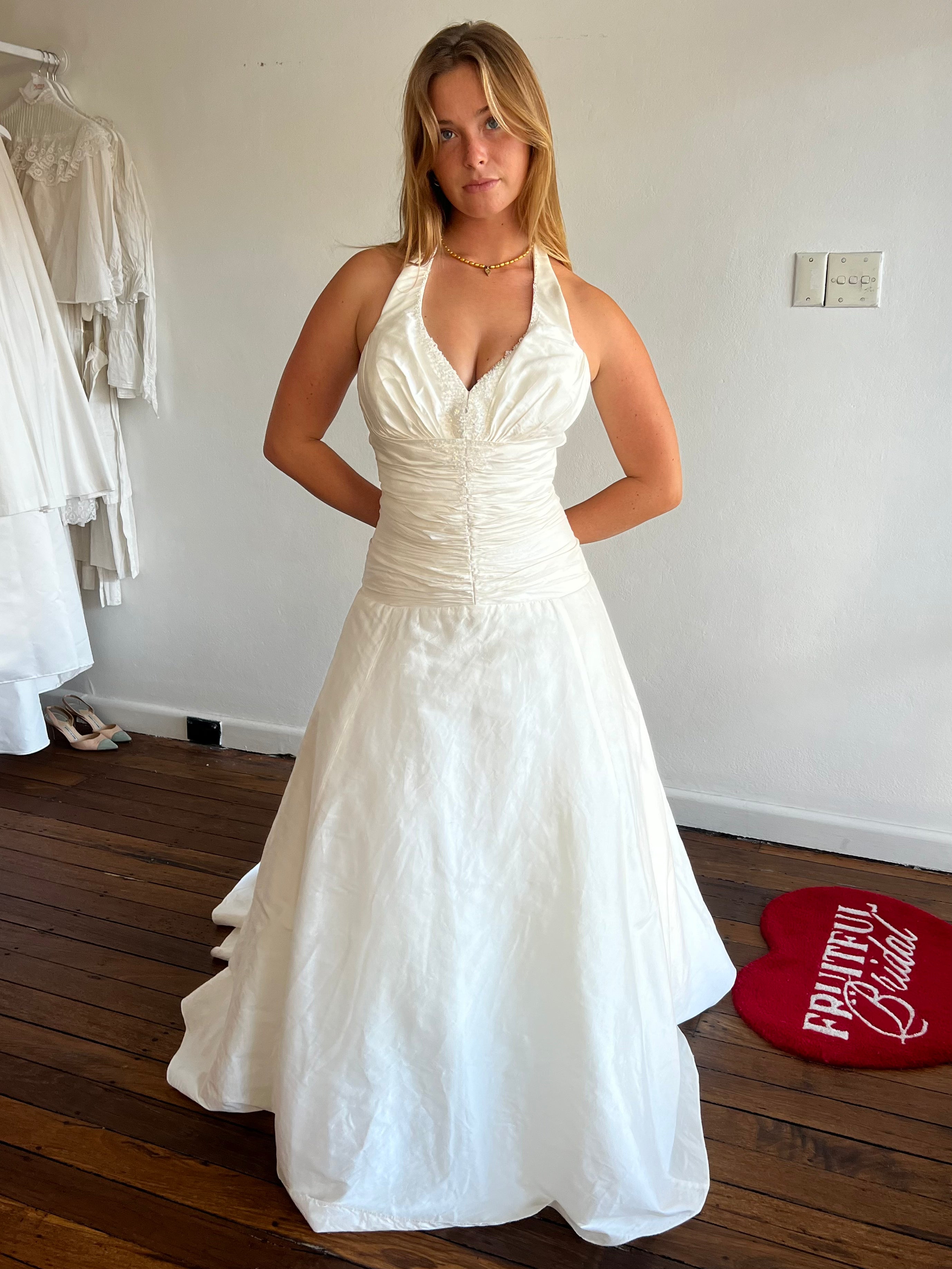 2000s Pure Silk Halter Ballgown