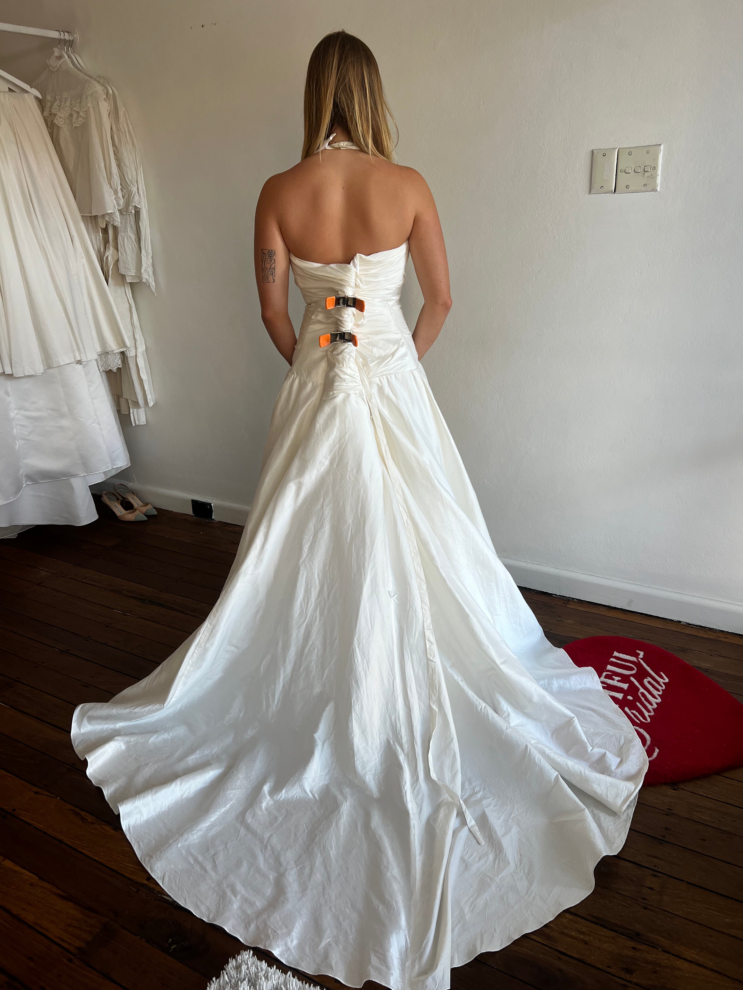 2000s Pure Silk Halter Ballgown
