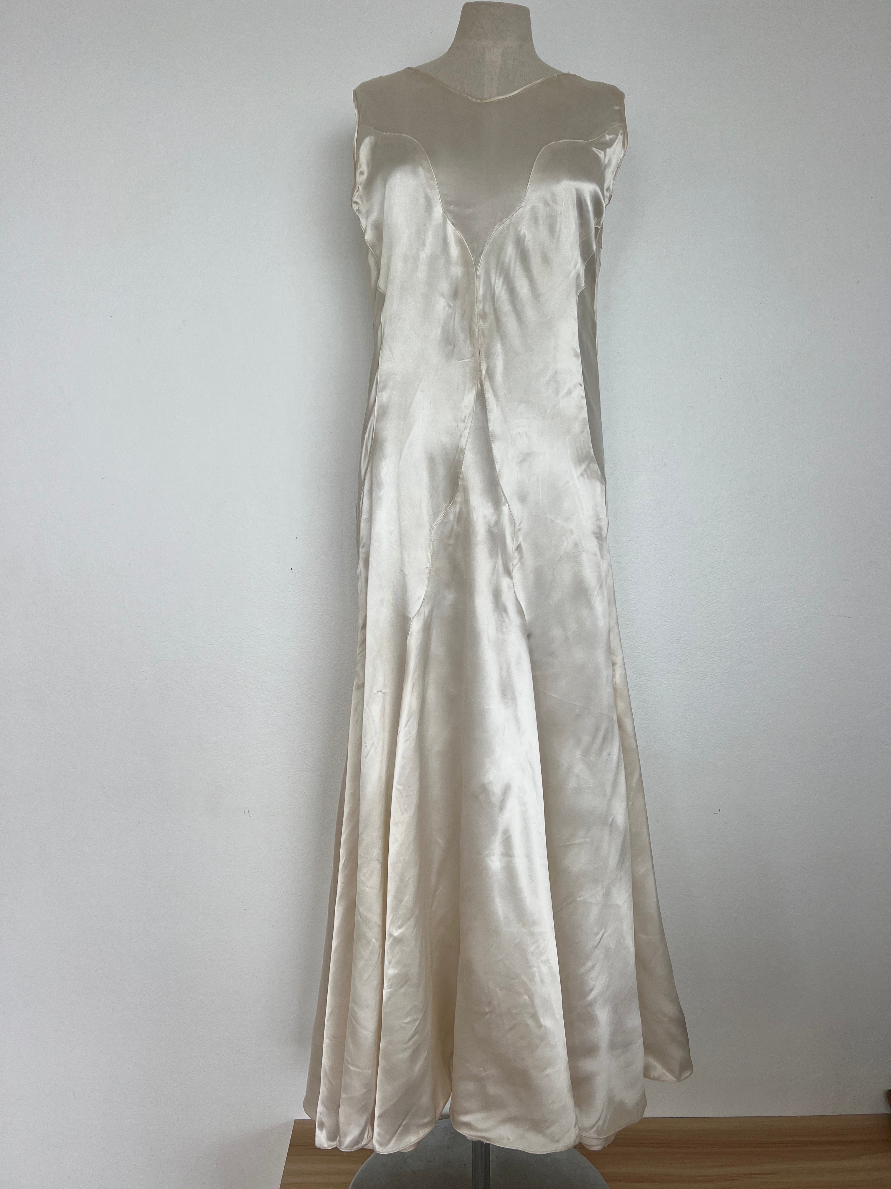 1920s satin slip dress Colette Slip Crme Pearl