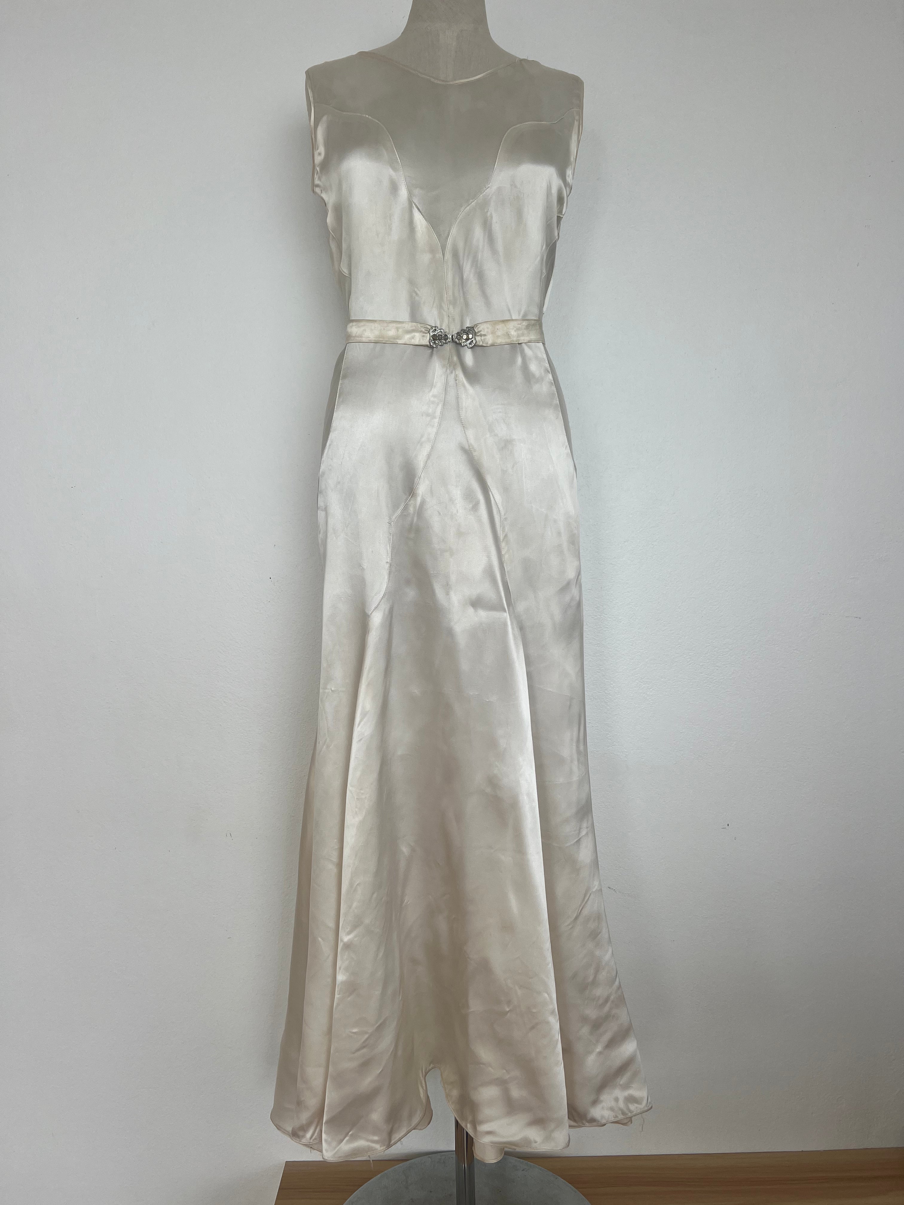 1920s Silk Slip Dress with Art Deco Belt – Fruitful Bridal 1920s Silk Slip Dress with Art Deco Belt – Fruitful Bridal