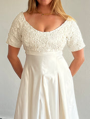90s Venice Lace Empire Waist Satin Skirt Dress