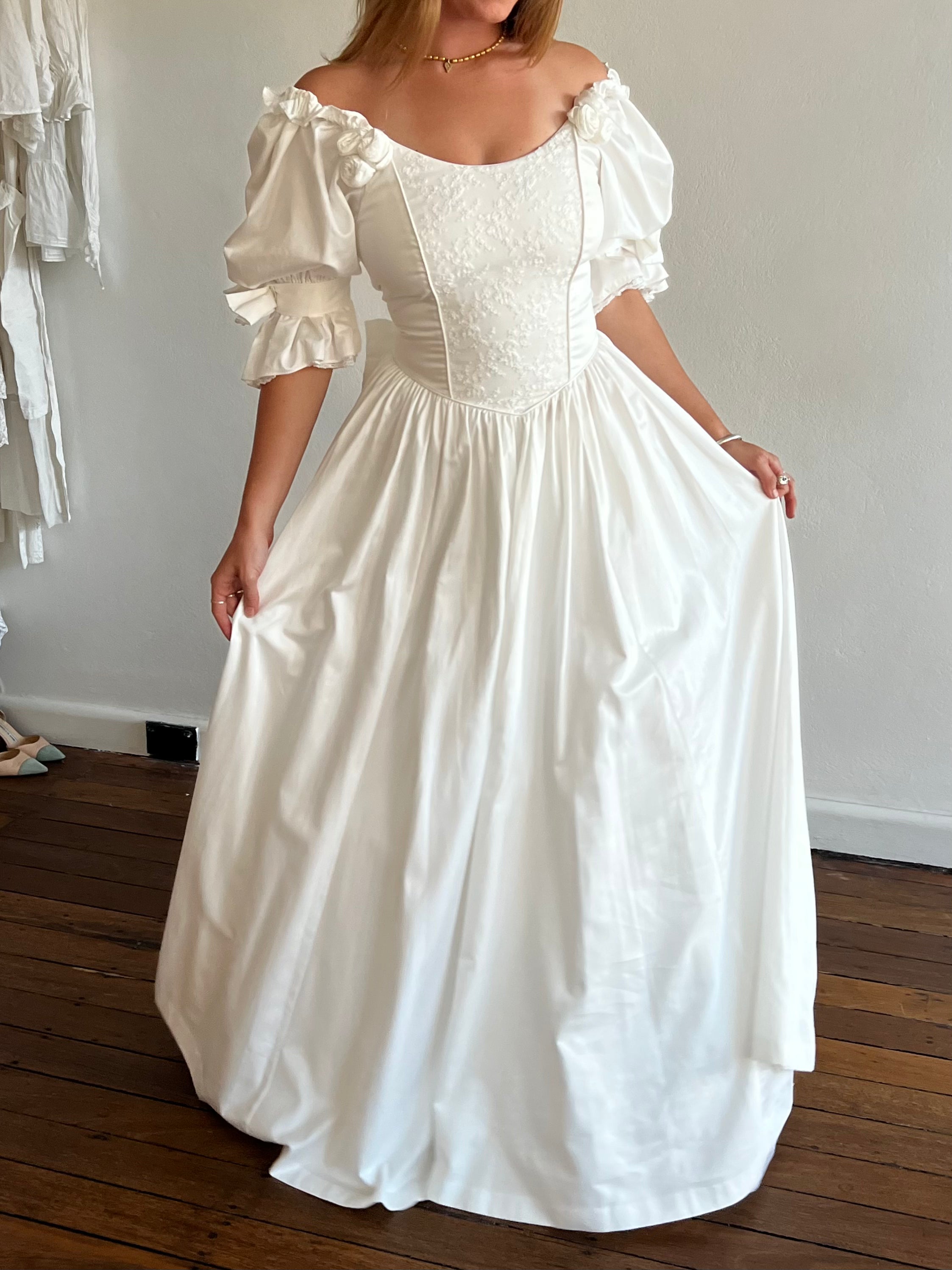 1994 Laura Ashley Lace and Bow Detail Dress