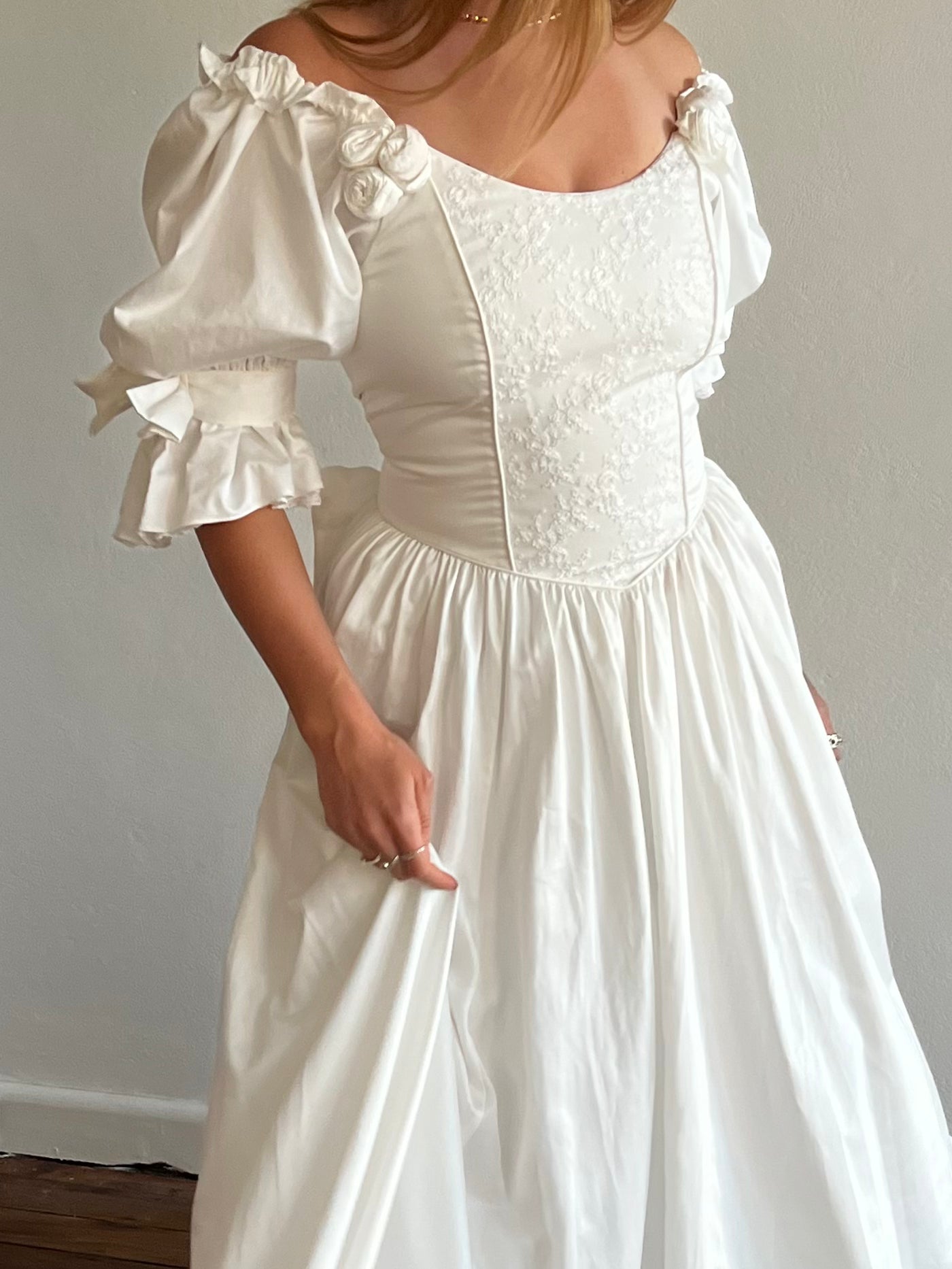 1994 Laura Ashley Lace and Bow Detail Dress