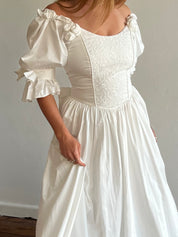 1994 Laura Ashley Lace and Bow Detail Dress