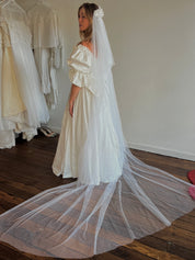 80s does 20s Juliet Cap Tulle Cathedral Veil