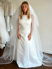 70s Velvet and Venice Lace Headpiece Chapel Veil