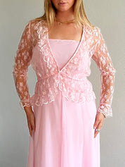 80s Pink Dress with Lace Bolero