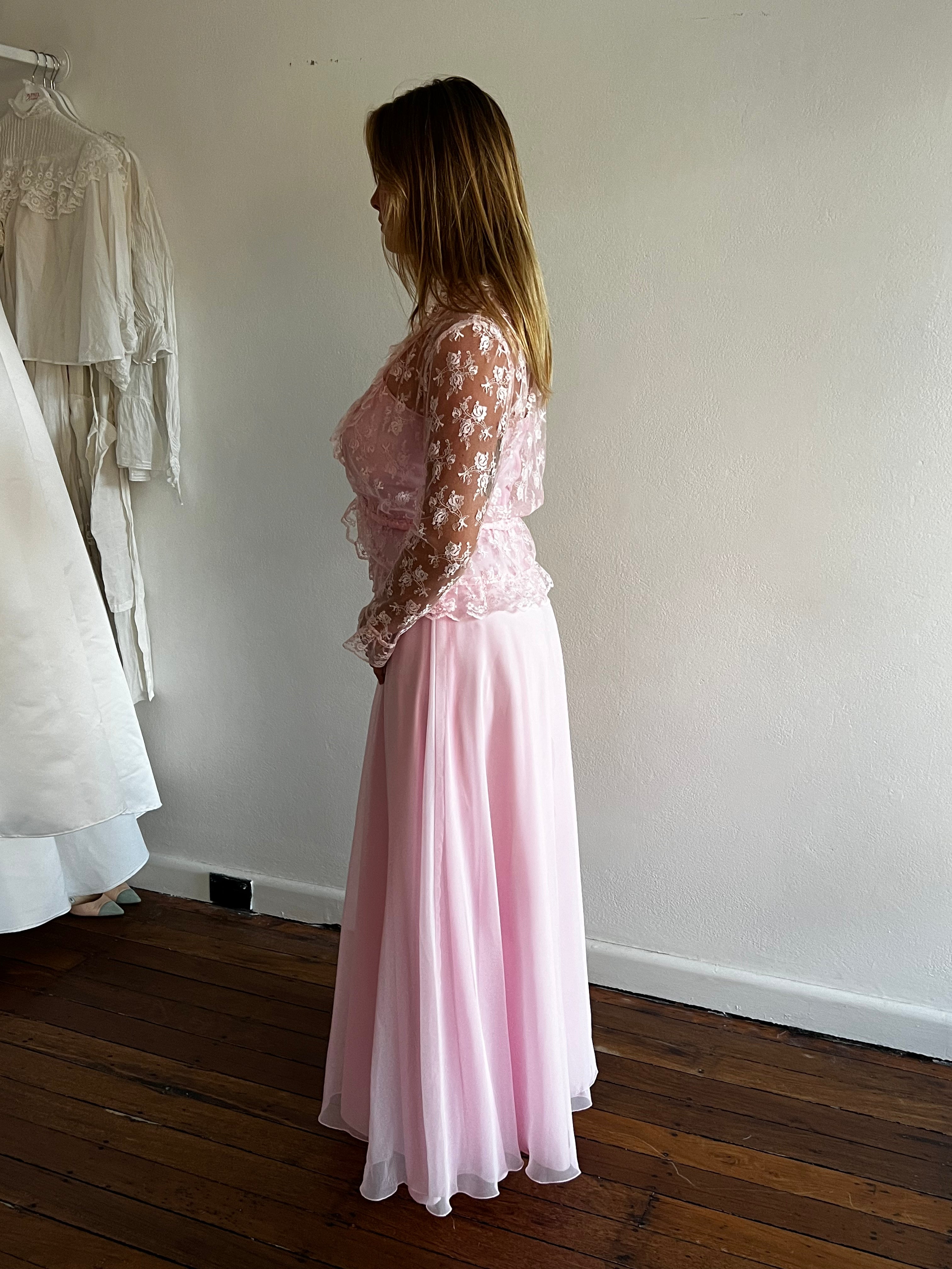 80s Pink Dress with Lace Bolero