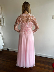 80s Pink Dress with Lace Bolero