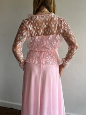 80s Pink Dress with Lace Bolero