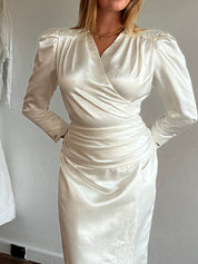 90s Asymmetrical Satin Appliqué Midi