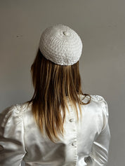 60s Beaded Smocked Silk Chiffon Bridal Hat