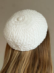 60s Beaded Smocked Silk Chiffon Bridal Hat