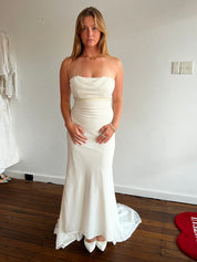 2000s Bella Donna Strapless Beaded Chiffon Mermaid Dress