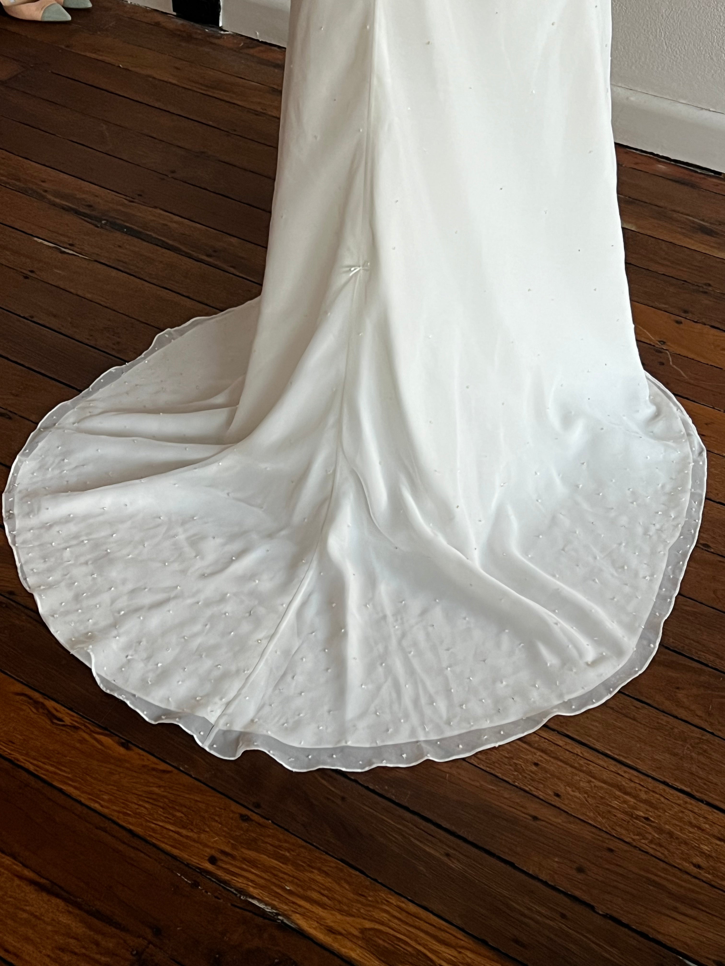 2000s Bella Donna Strapless Beaded Chiffon Mermaid Dress