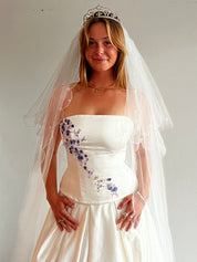 90s Tiara Cathedral Scalloped Trim Veil