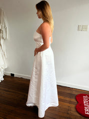 90s Strapless Satin Bow Detail Dress