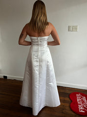 90s Strapless Satin Bow Detail Dress